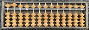 Vintage Antique Wood and Beads Chinese Abacus Suanpan Counting Frame 12x4x1 inch - Picture 1 of 3