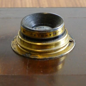 Wollensak 5x7 Symmetrical Wide Angle Brass Lens in Packard Shutter. - Picture 1 of 5