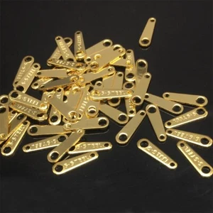 Engaved "S.STEEL" Gold Stainless Steel End Tab Finding Tags For DIY Chain Ends - Imagen 1 de 3