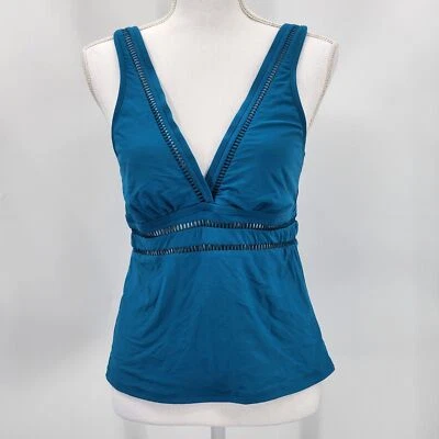 Lucky Brand Tankini Green V Neck Swimwear Swim Suit Top Adjustable Size M - Image 1 of 3