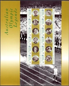 1998 Australian Olympic Legends Sheetlet Of 12 Stamps Stamp Pack, Unopened, VGC - Bild 1 von 1