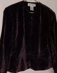 Vtg Jones New York Velvet Short Coat Jacket Sz 16 Multi Color Paisley Zip - Picture 1 of 5