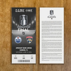 Réplica de talón de boleto personalizable Stanley Cup Panthers vs Oilers 2024 cualquier asiento - Imagen 1 de 4