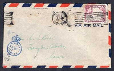 Canada WW2 Military 1944 Y Force Regiment in Jamaica Cover to Torrington Alberta - Image 1 of 2