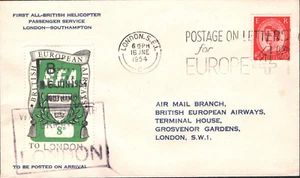 GB AIR MAIL BEA *HELICOPTER SERVICE* FIRST FLIGHT Air Terminal Hants 1954 MA1554 - Picture 1 of 6
