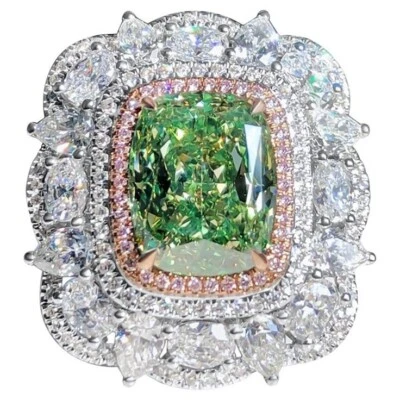 935 Silver With Simulated 16.75 TCW Multicolor Gemstone Halo Style Wedding Ring - Image 1 of 4