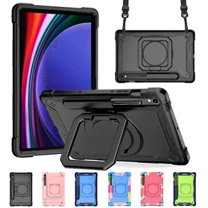 For Samsung Galaxy Tab S7 8 S9+ FE Shockproof Handle Stand Hard Case Cover Strap - Picture 1 of 115