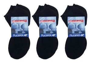 RUCANOR 3 x Packs Black Lo Down Sports Socks 2 Pairs Soft Cotton Blend UK 2-4 - Afbeelding 1 van 4