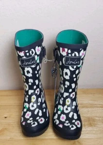 Botas de Lluvia Joules Molly Welly Goma Media Pantorrilla Impermeables Azul Marino Leopardo EE. UU. 5 NUEVAS CON ETIQUETAS - Imagen 1 de 7