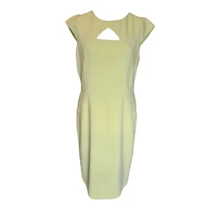 SC Pale Yellow Wiggle Dress UK 14 Cut Out Neckline Smart Fitted Occasion - Picture 1 of 5