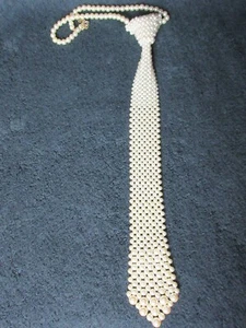 Indulgence Pearl Beaded Tie Shaped Necklace - Picture 1 of 14