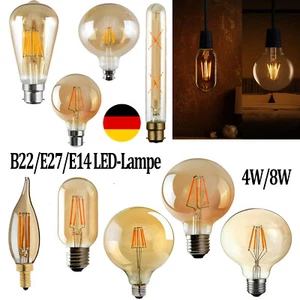 B22 E14 E27 LED Glühbirne 4W 8W Filament Leuchtmittel Vintage Kerze Retro - Bild 1 von 154