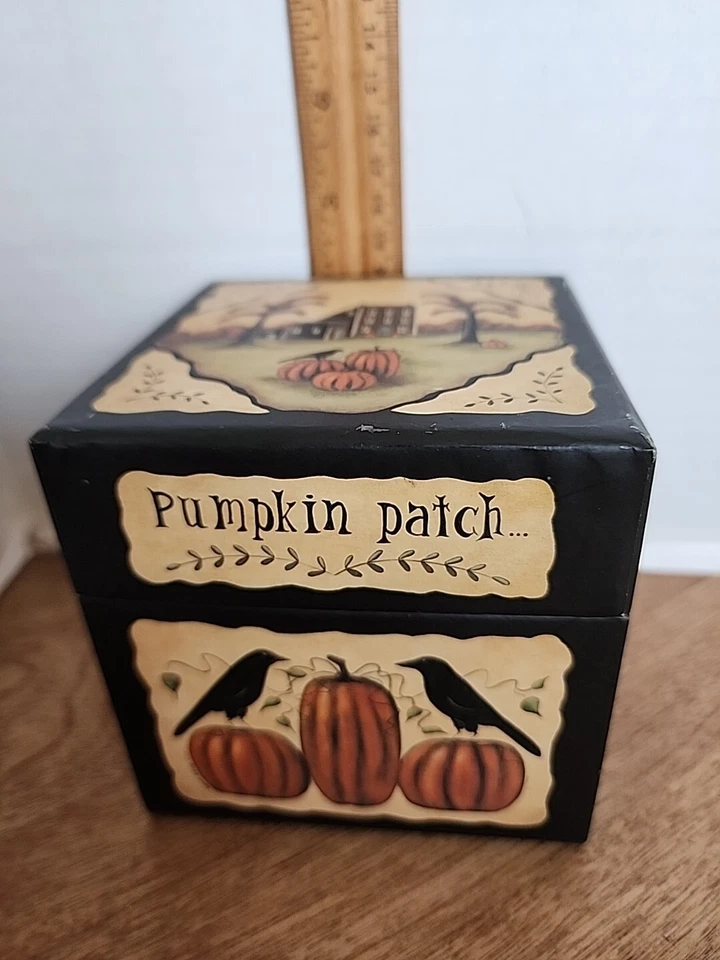 4" Cube Box With Mini Pumpkins and Spiders - Image 1 of 4