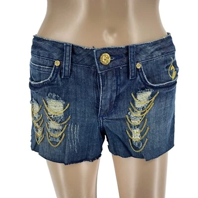 Baby Phat Mujer Azul Marino Denim Azul Cortado Shorts Talla 5/S - Imagen 1 de 4