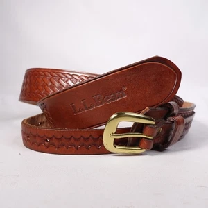 L.L. Bean Basketweave Leather Ranger Belt Mens 45-48 - Picture 1 of 6