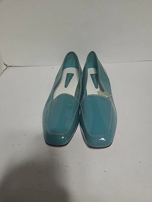 Mocasines planos sin cordones Enzo Angiolini verde azulado charol talla 9,5 M Foto 1 de 4