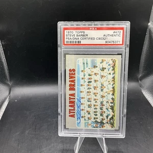 1970 Topps Braves Team Steve Barber Signed Card PSA DNA Auto Autograph - Foto 1 di 2
