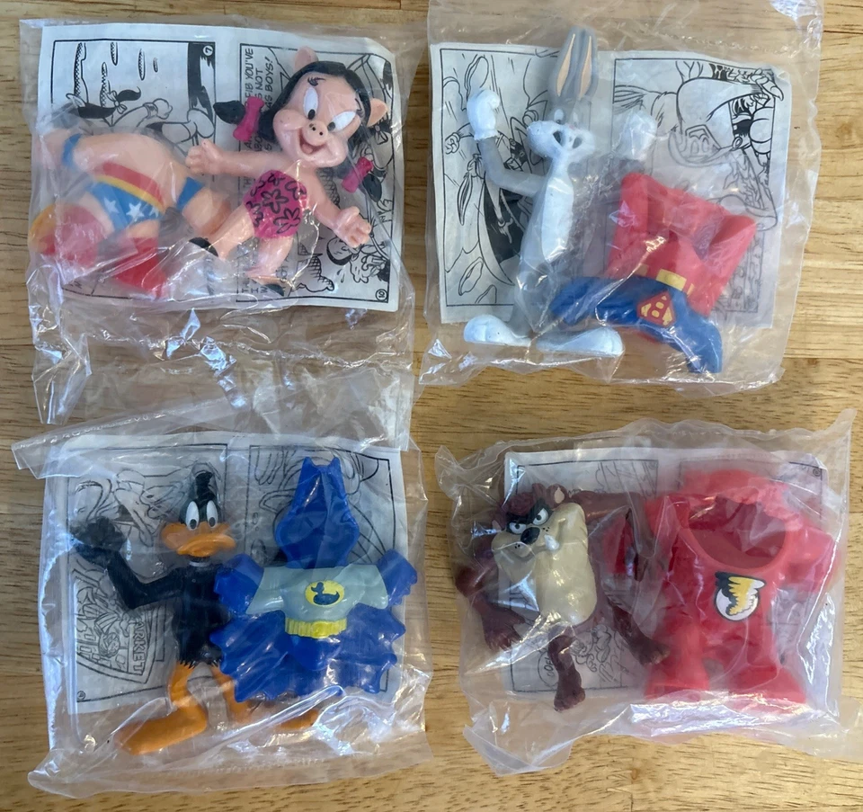 McDonald's Happy Meal Looney Tunes Super Heroes 1991 Juego Completo de 4 Sellados Foto 1 de 4