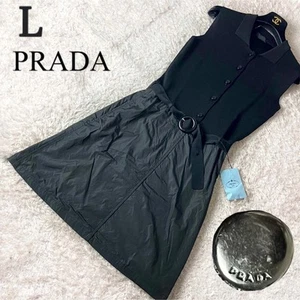 Prada Women's Shirt Dress Belted One Piece Sleeveless Black Size:40 From Japan - Picture 1 of 10