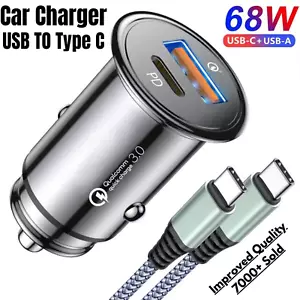 Fast Car Charger 2 Port USB + TYPE C Universal Socket Adapter For iphone Samsung - Picture 1 of 8