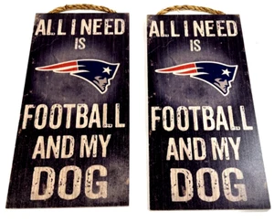 Insegna da interno in legno New England Patriots 5x12" CALCIO E IL MIO CANE (confezione da 2) - Foto 1 di 4