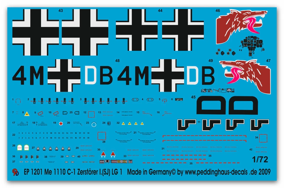 Peddinghaus 1/72 1201 Me 110 C-1 I. (Sj) Lg 1 Zerstörer - Immagine 1 di 1