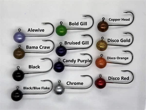 1/8oz Custom Painted Round Ball No Collar Jig Heads! Handpoured in WI! 10-Packs - Picture 1 of 6