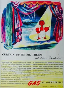Reklame Illustration MR THERM - BRITISH GAS INDUSTRY um 1951 - Bild 1 von 2
