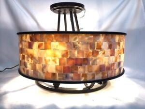Quoizel Aristocrat 4 Light 16" Drum Ceiling Lamp Light Fixture Mint Works MOP