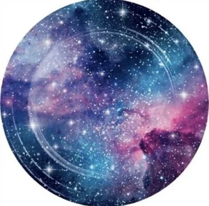 Galaxy 9 Inch Paper Plates 8 Pack Stars Outer Space Science Party Tableware - Picture 1 of 2