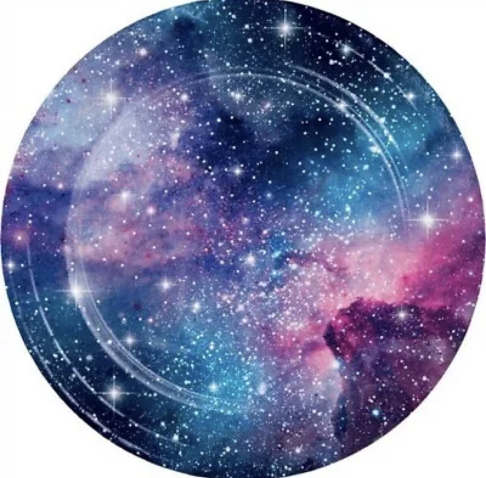 Galaxy 9 Inch Paper Plates 8 Pack Stars Outer Space Science Party Tableware - Image 1 of 2