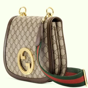 GUCCI 69921096IWG BLONDIE Bag GG Supreme Canvas Medium Shoulder Monogram Leather - Picture 1 of 15