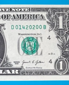 January 4, 2020 : D 01420200 B $1 One Dollar Bill BIRTHDAY Note (_1/4/2020_) UNC - Picture 1 of 3
