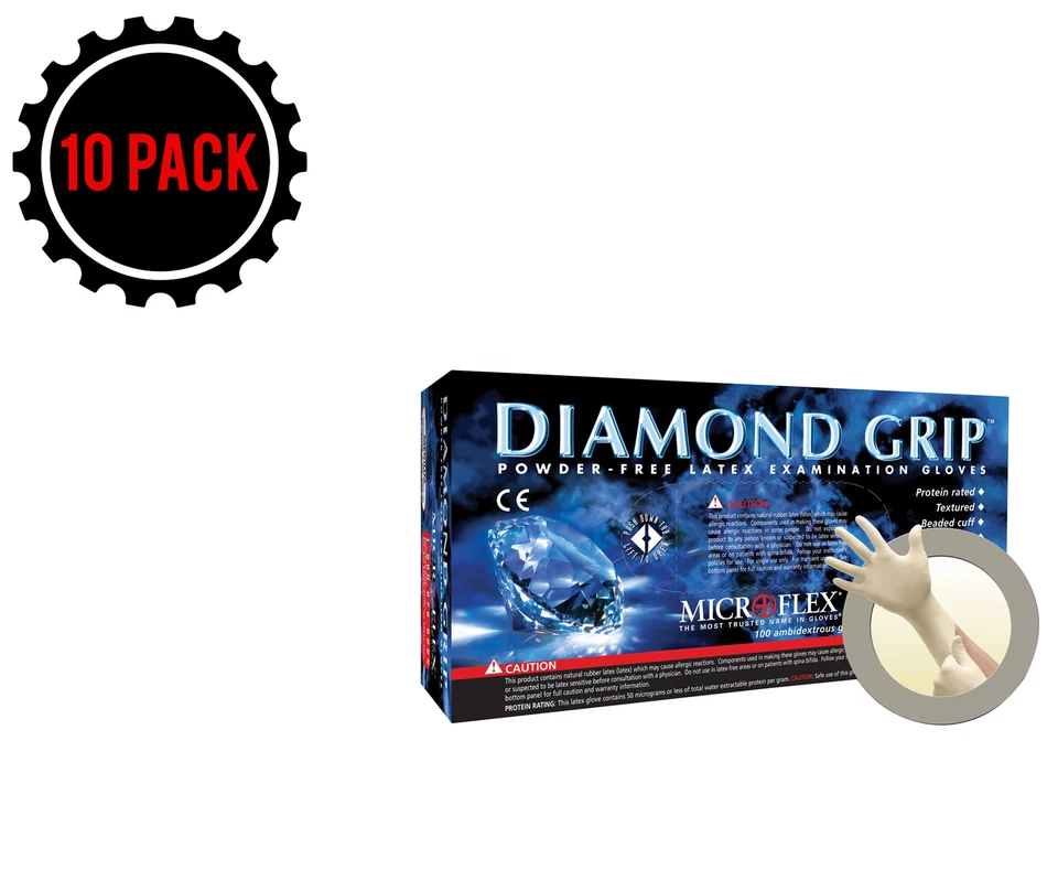 Microflex Powder Diamond Grip XL Latex Gloves (MF300XL) - 1000 Pack