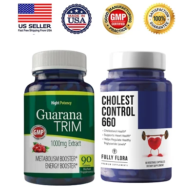 Guarana Extract Metabolism Booster Pills & Cholesterol Control Heart Supplement Foto 1 de 4