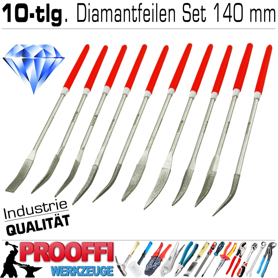 YATO 10 tlg. Spezial Diamantfeilen Schlüssel Feilen Modelbau Nadefeilen 140mm Y6146