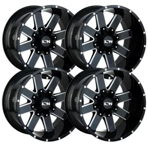 (Set-4) Ion 141 20x9 8x180 0mm Black Milled Wheels Rims 20 Inch - Picture 1 of 4