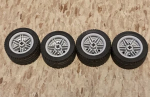 Lego 56x26 WHEEL LOT OF 4 rubber Tires Wheels w rims 56145 Technics - Picture 1 of 4