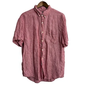 J. Crew shirt men's XL red relaxed beachy coastal short sleeve button up linen - Picture 1 of 9
