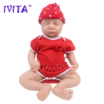 IVITA 17'' Handgemachte Schlafende Babymädchen Lebensechte Silikon Rebornpuppe - Bild 1 von 4