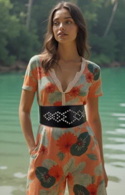 Cinturón de lujo ancho de tela elástica negra de imitación de cuero plateado Bling cuadrados para mujer S M Foto 1 de 4