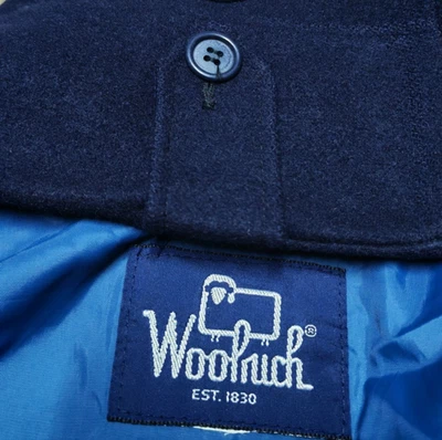 Vintage Woolrich pure wool classic raglan navy patch over coat 46R 46L - Image 1 of 4