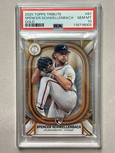 2025 Topps Tribute Rookie Acclimation Gold /75 #87 Spencer Schwellenbach PSA 10 - Picture 1 of 2