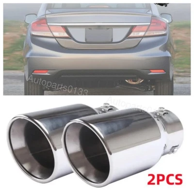 2X Car Exhaust Pipe Tip Rear Tail Throat Muffler For 2012-2015 Honda Civic Sedan Foto 1 de 4