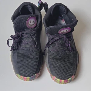 Adidas Dame 8 Big Mood Sneakers Size 9 Black Purple Damaged Heels Men's Shoes - Picture 1 of 11