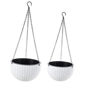 2-Pack Dual-pots Design Hanging Basket Planters Self-Watering Indoor Outdoor - Picture 1 of 8