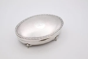 Antiguo joyero de baratija de plata de ley con sello Birmingham 1922 - Imagen 1 de 15