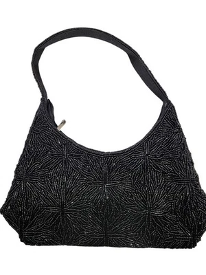 Vintage Aldy's Black Beaded Handbag Purse With Beaded Strap - Image 1 of 4