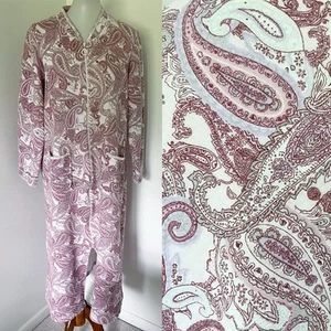 Miss Elaine Essentials Nightgown Robe Sz M Pink Paisley Quilted Sleep Soft Cozy - Picture 1 of 20