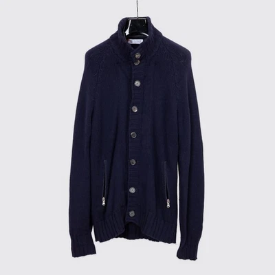 Brunello Cucinelli Cashmere Tech Cardigan Sweater Dark Navy Blue - Image 1 of 4